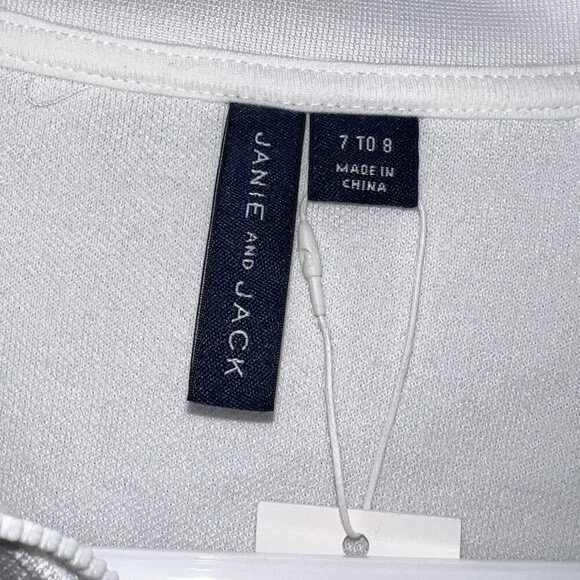 NWT Janie and Jack Boy's Half-Zip Stripe Pullover White Size 7-8 - Picture 5 of 9